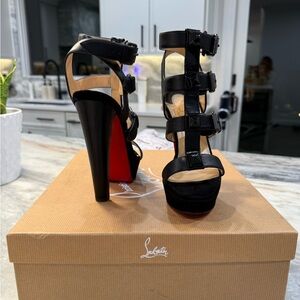 Christian Louboutin Black Multi-Strap Heels